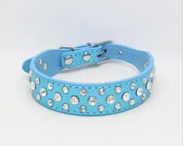 25 cm Wide Bling Rhinestone Diamond Cat Dog Collar Pu Leather Pet Strap For Dogs 5 Colors G9902144397