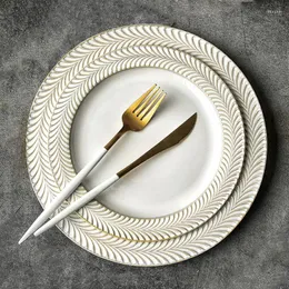Plates MUZITY Ceramic Vintage 8.5 Inch Dinner Plate Porcelain Round Salad Dessert Breakfast Dish