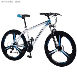 Cyklar 26 tum Bicycle Carbon Steel Mountain Bike 21/24/26/30 Speed ​​Non-Slip Tire One Wheel Dual Disc Brakes Q231030