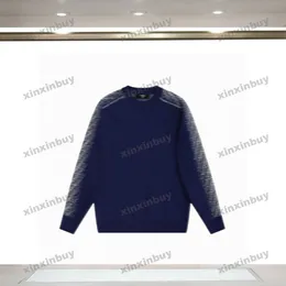 xinxinbuy Men designer Hoodie Sweatshirt Gradient Letter Jacquard long sleeve women blue Black white orange S-3XL