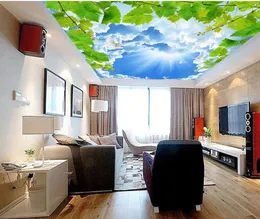 월페이퍼 푸른 하늘 비둘기 잎이 많은 천장 3D 벽지 거실 벽화 현대 벽화 벽화 비 직물 프레스코