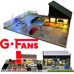 Architektur DIY Haus G Fans Modelle Auto Parkplatz Reparatur Werkzeug Set Modell 1 64 Szene mit Garage Lift Tools Miniaturen 231030