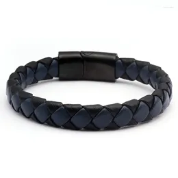 Link Bracelets Vintage Braided Men Male Genuine Leather Bangles Luxury Stainless Steel Charm Chain Sporty