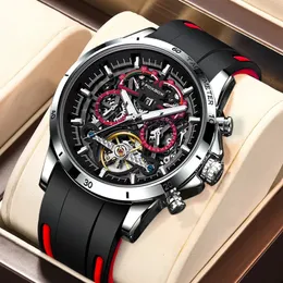 ساعة Wristwatches Lige Mechanical Watches Chronograph Watch for Men Automatic Mens Luxury Original Marn