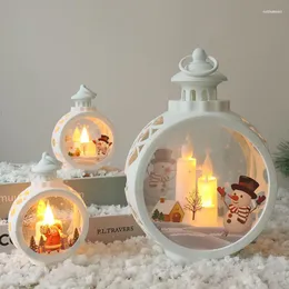 Night Lights 2023 Christmas Retro Round Small Wind Lamp Window Decoration Tree Pendant LED Glass Candle Light