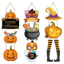 Outros suprimentos de festa de evento Feliz Halloween Abóbora Fantasma Bat Crânio Porta Frontal Pendurado Sinal de Papel Adereços Casa Decorações de Parede 231030