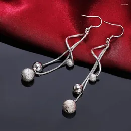 Brincos pendurados oferta especial charme 925 prata esterlina para mulheres moda jóias borla contas longo senhora festa casal presentes