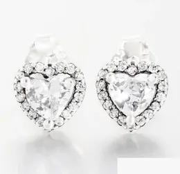 Stud Elevated Heart Earrings Original Box For 925 silver plated Wedding Earring Drop Delivery Jewelry drop delivery