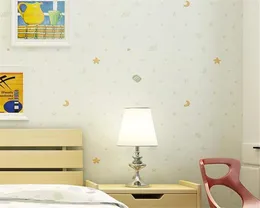 Wallpapers Wellyu Bonito Crianças Estrela Lua Dos Desenhos Animados Papel De Parede Quarto Menino Menina Quarto Rosa Não-tecido 3D Rolo Papier Peint