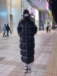 Topstoney 2023 Zima koreańska wypoczynek w dół kurtki zagęszone długie nadczelne błyszczącą płaszcz z kapturem mody parka wodoodporna i wiatroodporna tkanina ciepła kurtka 017