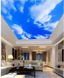 Tapety niebieskie i białe salon sypialnia sufit 3D Tapeta bez tkanego Roll Home Dekoracja Parded Papel