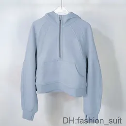 Felpa da donna Scuba Lululemens da donna Felpa con cappuccio da yoga autunno e inverno Plus Giacca ispessimento in velluto Mezza cerniera Maglione in spugna Chothing sciolto 7 OBP1