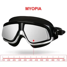 goggles Copozz Nearsighted Swimming Goggles Waterproof Anti Fog UV Eyewear Silicon Mirrored Large Frame Unisex Sport Myopia Swim Mask 231030