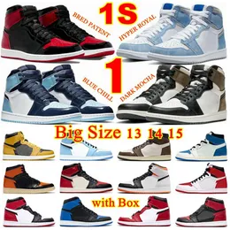 Размер 14 Big 15 2022 Bred Patent 1S 4S Tour Желтые дизайнерские туфли Hyper Royal Chicago Black Toe Blue Chill Dark Mocha Shttered Backboard Мужские спортивные кроссовки кроссовки