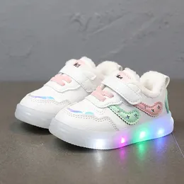 Boots Kids Shoes Boys Plush Cotton LED for Warmth Girls Young Children Small White Walking 231030