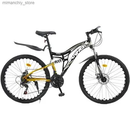 Cyklar 26 tum cykelbarn Mountain Bike Dual Disc Brake High Carbon Steel Dämpning Portable Young Q231030