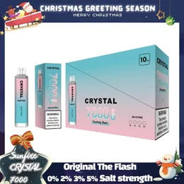 Top1 Toptan Kristal 7K OEM ODM Elektronik Alışveriş En İyi Fabrika 1300mAH TPD 16ml Yağ Meyve Aromaları Düşük Nic Crystal 7000 Puflar Efsa Bobin Meyvesi Aroması E Sigara