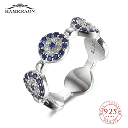 Pierścionki ślubne 925 Pierścienie palców srebrnych srebrnych stosów dla kobiet niebieskie cyrkon kamienne koralika oka para vintage pierścienia biżuteria z indyka 231027