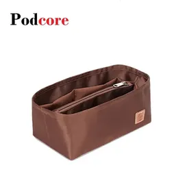 Sacos cosméticos casos moda cetim inserção saco para bolsa 26 30 34 bolsa organizador tote shaper acessórios perfeitos seu 231030