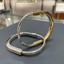 Bangle Luxury Jewelry Brand Women's Armband Classic Geometric Zircon Lock Rose Gold Anniversary Gift 231027
