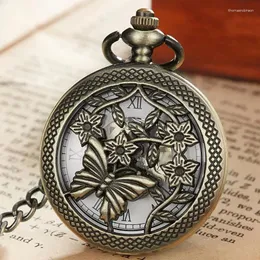 Pocket Watches Butterfly Hollow Watch Skeleton Steampunk Mechanical Fob Vintage Clock Pendant Hand-winding Male Relogio De Bolso