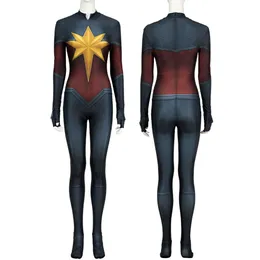 Cosplay Adult Women Superheroine Captain Carol Cosplay Danvers Outfit Halloween Party Costume Hero Jumpsuit