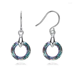 Dangle Earrings Circle Ring Drop Fancy Stone Crystals From Austria Square Jewelry For Women Silver Color Big Pendant Pendientes