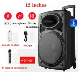 Altoparlanti portatili 150W 12 pollici subwoofer karaoke altoparlante bluetooth colonna esterno portatile altoparlante da ballo quadrato microfono wireless TF AUX U disco