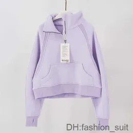 Felpe con cappuccio da donna Lululemens Donna Sport Palestra Felpe da esterno Lulu Giacche Cappotto da yoga Giacca con colletto alla coreana Scuba Collo a imbuto oversize Mezza zip Donna Lady 7 VSOA