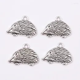 Charms 40 PCS Cute Hedgehog Alloy Animals Silver Color Pendants For Making Handmade Necklace DIY Jewelry Findings
