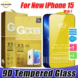 Högkvalitativ 9D -härdad glasskärmskydd för iPhone 15 Plus 14 13 12 Pro Max 11 XR XS 8 7 6 Plus för Samsung A14 A24 A34 A54 med detaljhandelspaket