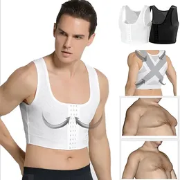 Moldeadores de cuerpo para hombres Corrector de senos Adelgazante Control de gancho Tops para hombres Camisa Chaleco Compresión de pecho Fajas firmes Corsé Shaper Ginecomastia