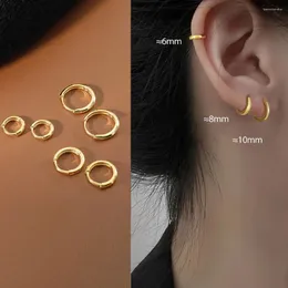 Kolczyki Hoop 1Pair ze stali nierdzewnej minimalistyczny Huggie Gold Color Tiny Round 6/8/10 mm punk Unisex Rock Chrząstka Kolczyka