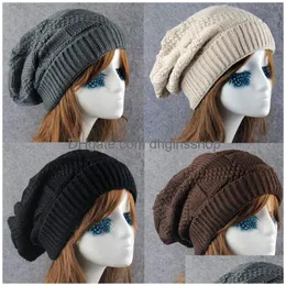 Beanie / Skull Caps 6 Cores Moda Torção Hip Hop Hat Plover Borda Reversa Malha Outono e Inverno Quente Uni Wool Pile Drop Delivery Fa Dh6Sm
