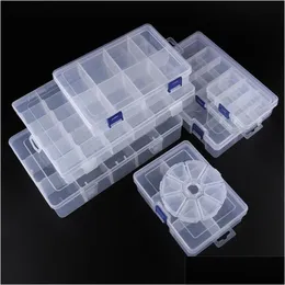 Storage Boxes Bins 10 15 24 36 Slots Box Plastic Transparent Display Case Organizer Holder Travel Drop Delivery Home Garden Housekeepi Dhsfc