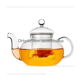 Teapots Heat Resistant Glass Tea Pot Practical Bottle Flower Cup Teapot With Infuser Leaf Herbal Coffee Drop Delivery Home Garden Kitc Dhb7G