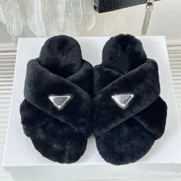 10A Wool Luxurys Designers Women Slippers Slide Cross Winter Fur Fluffy Furry Letters Sandals Warm Comfortable Slides Fuzzy Girl Flip Flop Slipper Flat Large 35-41