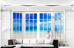 Wallpapers para sala de estar decoração de casa a paisagem do mar do chão ao teto janelas personalizado 3d po papel de parede