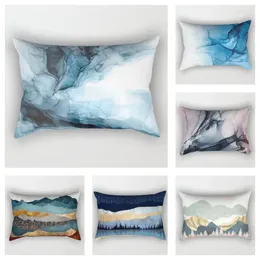 Pillow Ocean Landscape Pillowcase 30x50cm 40x60cm/12x20in 16x24in Watercolor Striped Chinese Style Throw Cover