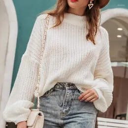 Suéteres femininos mulheres rosa malha de manga comprida pulôver suéter outono inverno branco moda casual oversized simples harajuku escritório senhora