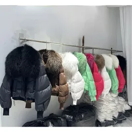 Women S Fur Faux 2023 سترة شتوية قابلة للفصل نساء من طوق الراكون الطبيعي الكبير بطة دافئة سميكة أسفل ملابس خارجية كبيرة الحجم 231027