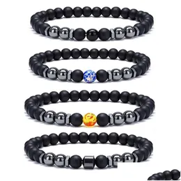 Charm Bracelets 8Mm Matted Black Beads Stone Hematite Bracelet Men Women Yoga Healing Nce Drop Delivery Jewelry Dhl0N