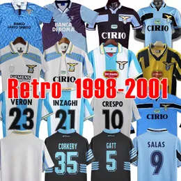 Retro Vintage 1989 1991 1995 1998 Lazio Fußballtrikots SIMEONE NEDVED 92 95 98 99 00 01 14 GASCOIGNE NESTA VERON CRESPO MIHAJLOVIC Lange Ärmel Klassisches Fußballtrikot