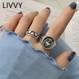 Cluster Ringen LIVVY2023 Creatieve Thaise Zilveren Kleur Hart Open Ring Vrouwelijke Valentijnsdag Cadeau Mode Temperament Prachtige Handgemaakte