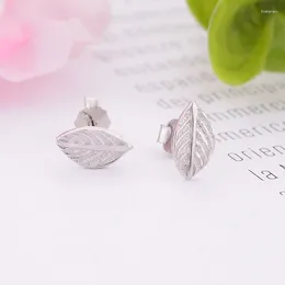 Studörhängen 925 Silver Small Simple Tiny Leaf Craved Earring Women Brinco 2023 Party Accessories Boucle Oorbellen