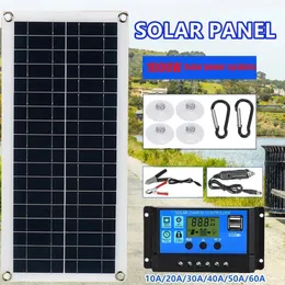 Laddare 1000W Inverter Solar Panel 12V Batteri 10A 60A Controller Kit Mobiltelefon RV Car Caravan Hem Camping Outdoor 231030