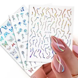 Star Rose Desing Sticker Magic Aurora Nail Art Sticker Holographics Laser Effect Transfer Decal för vårens sommar DIY -dekoration Nagel Artstickers dekaler