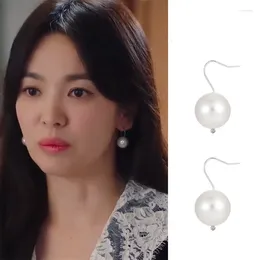 Dangle Brincos Coreano Drama Song Hye Kyo Mesma Moda Rodada Bead Ganchos Simples Francês Elegante Temperamento Feminino