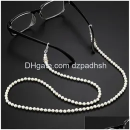 Glasögon tillbehör 20 st mode vit pärla pärlstav solglasögonläsning glassladdarhållare rep för män kvinnor släpp leverans h dhben