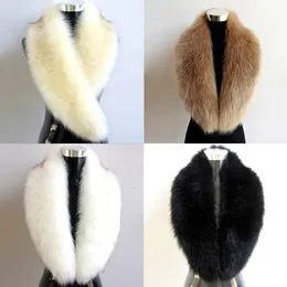 Shawls Natural Color Faux Fur Collar Scarf Winter Big Size Scarves Warp Shawl Neck Warmer Stole Muffler with Clip Loops 231027